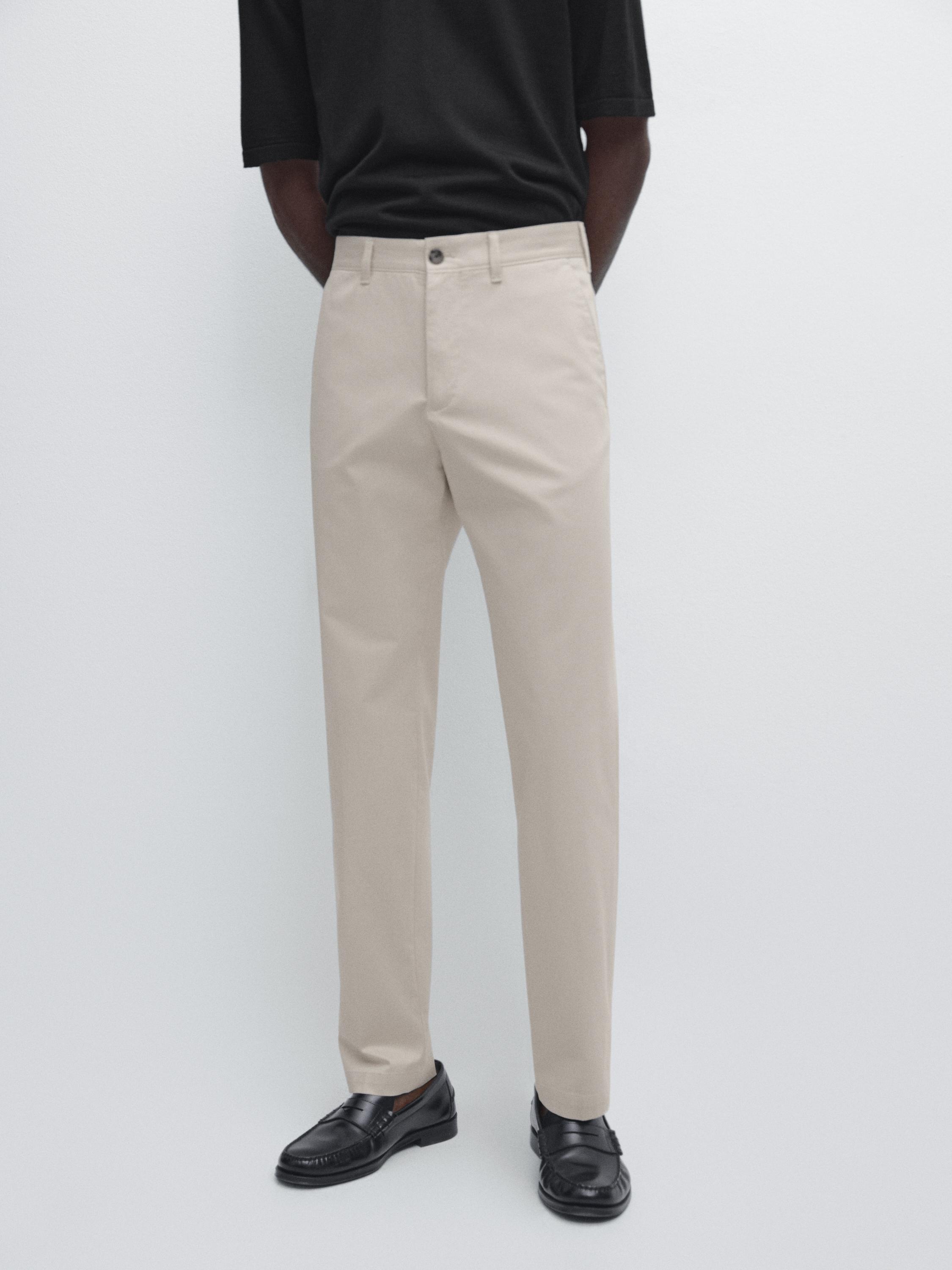 Cotton blend slim fit pants